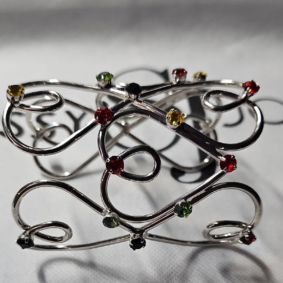 Sassy Jones Silver Bracelet with Red, Yellow, and Green Accents - Picture 4 of 4
